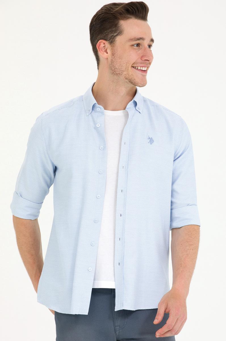 Erkek Açık Mavi Uzun Kollu Gömlek