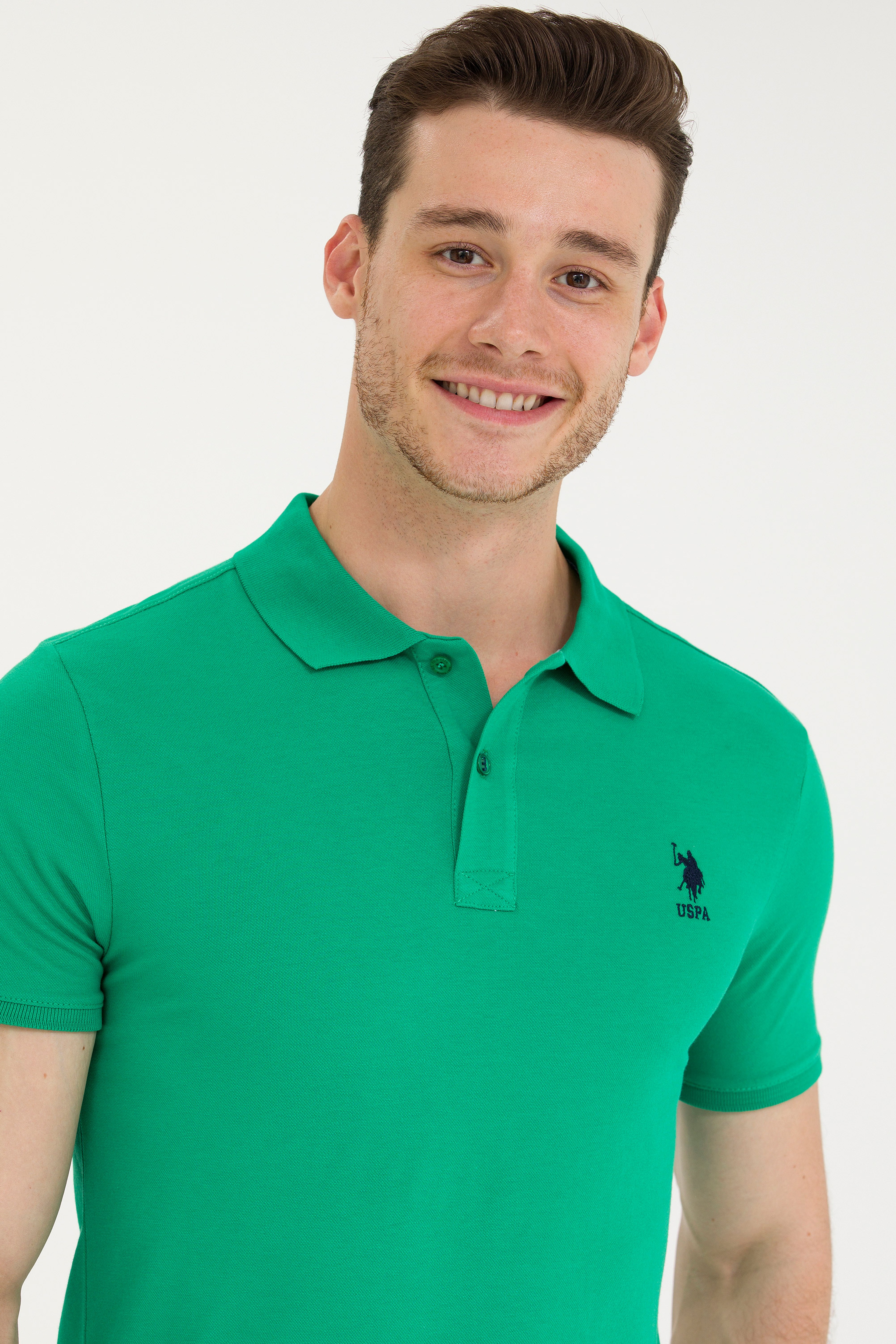 Erkek Yeşil Basic Polo Yaka Tişört - Image 2