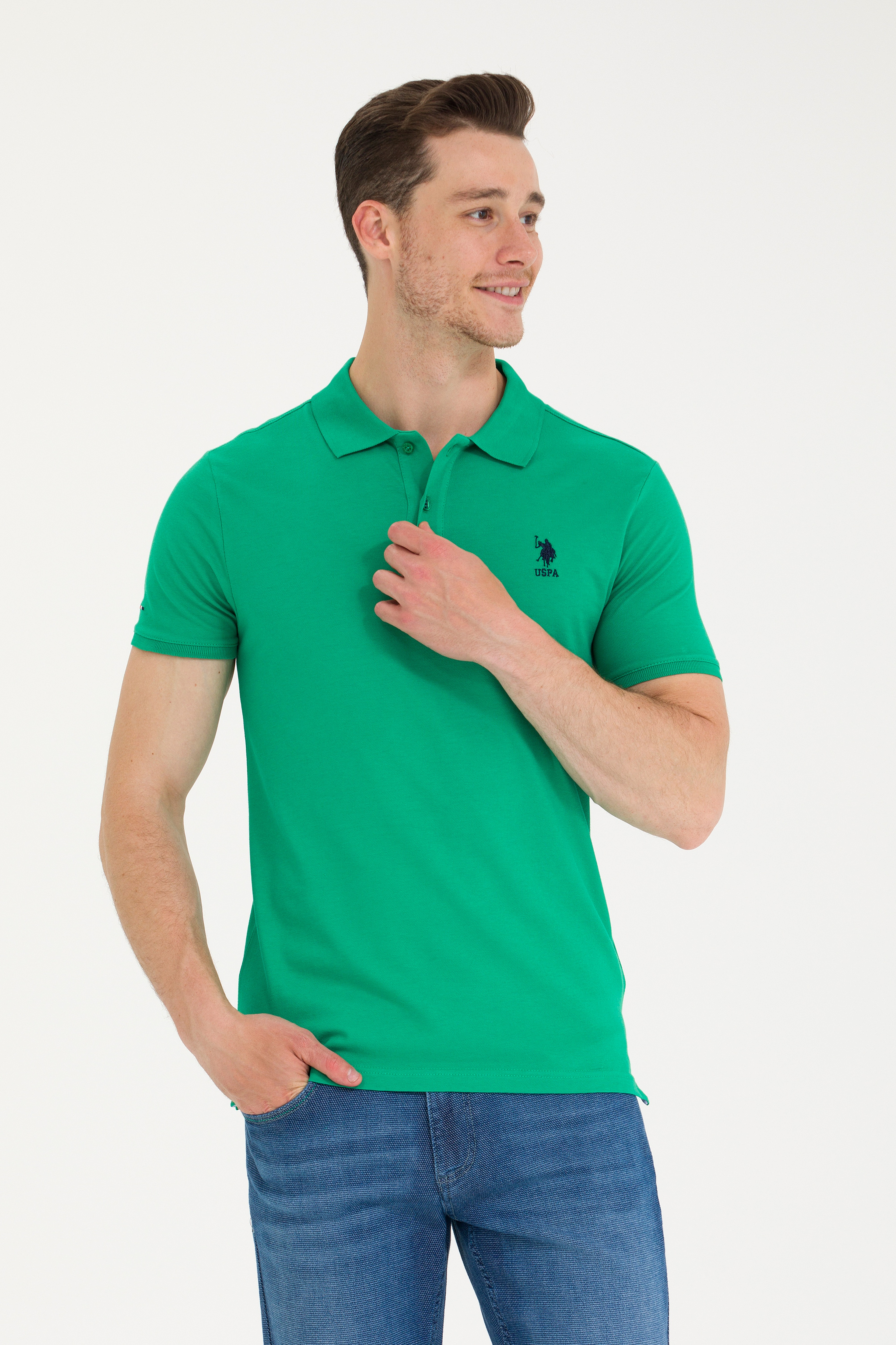 Erkek Yeşil Basic Polo Yaka Tişört