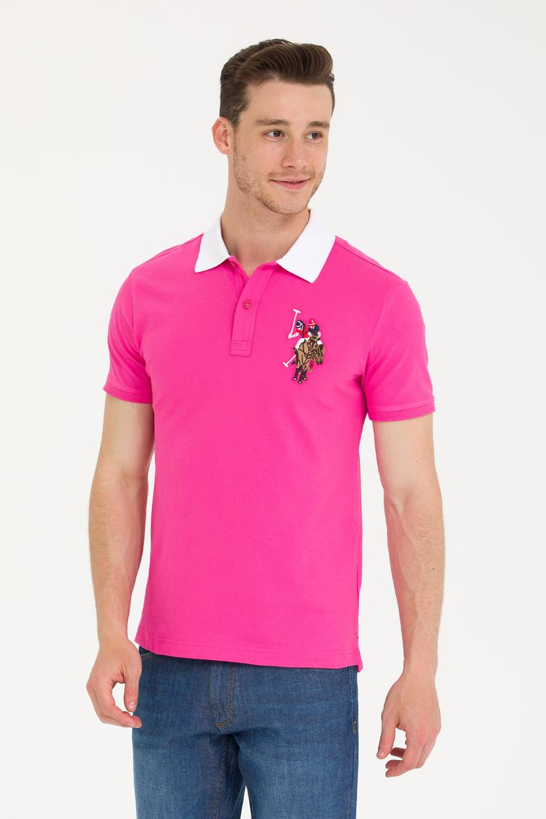 Erkek Fuşya Basic Polo Yaka Tişört - 50263005072
