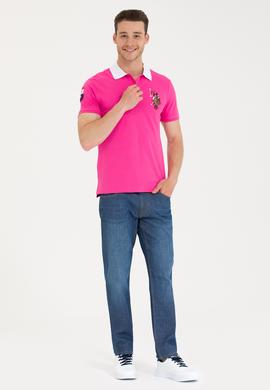 Erkek Fuşya Basic Polo Yaka Tişört - 50263005072