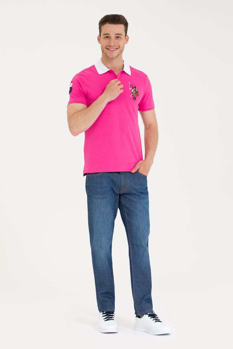 Erkek Fuşya Basic Polo Yaka Tişört - 50263005072