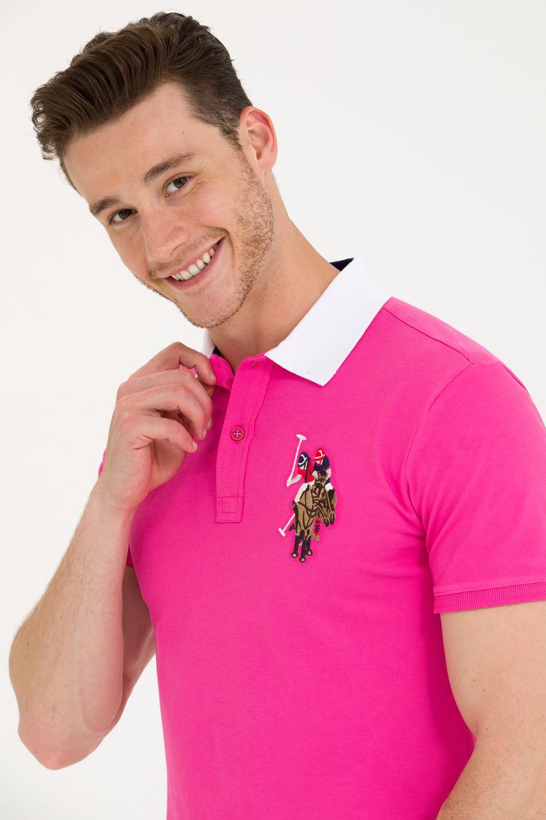 Erkek Fuşya Basic Polo Yaka Tişört - 50263005072