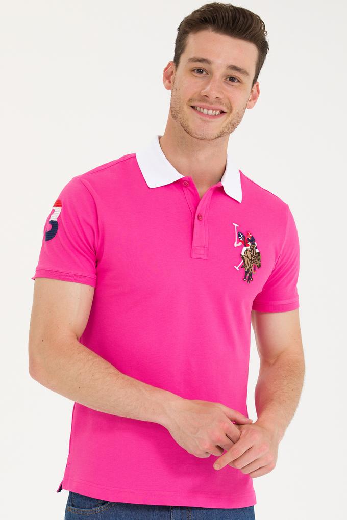 Erkek Fuşya Basic Polo Yaka Tişört