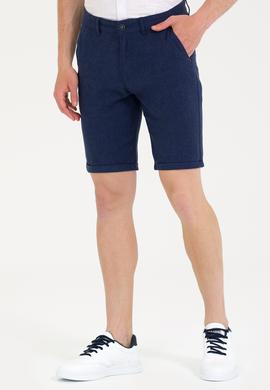 Erkek Lacivert Dokuma Şort - 50269240003