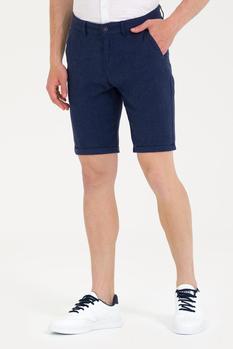 Erkek Lacivert Dokuma Şort - 50269240003