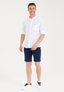 Erkek Lacivert Dokuma Şort - 50269240003