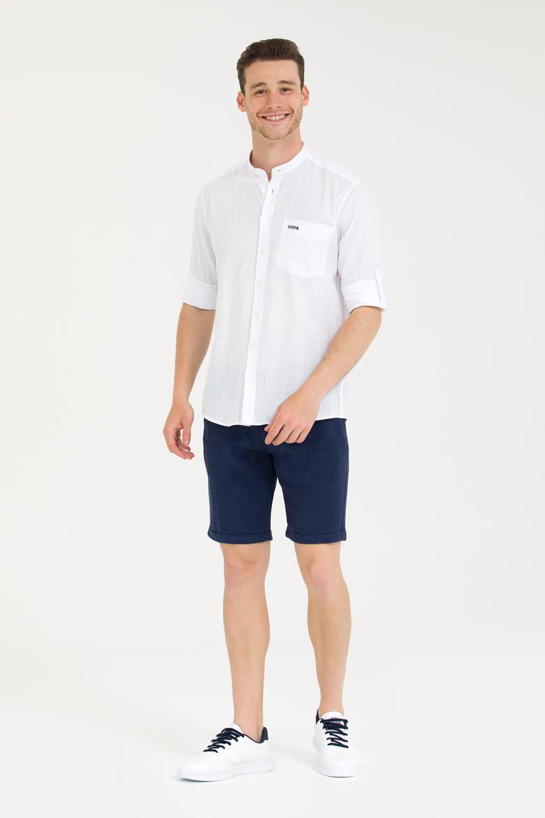 Erkek Lacivert Dokuma Şort - 50269240003