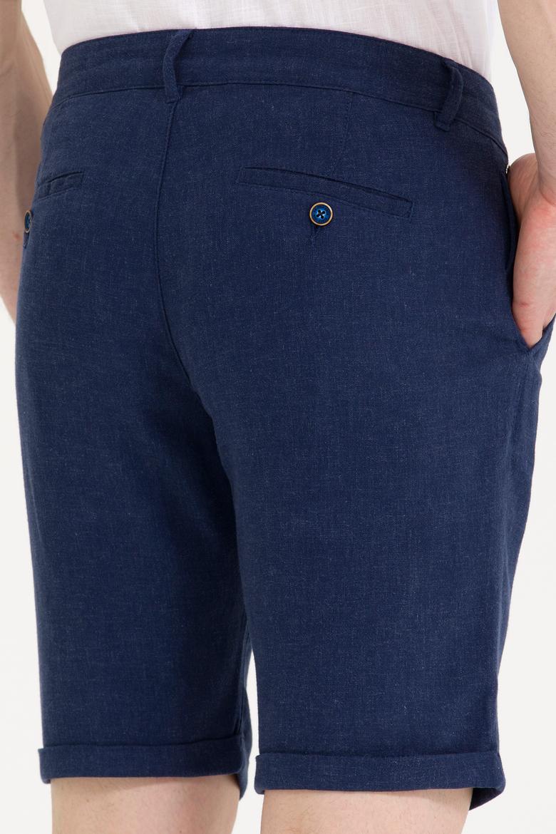Erkek Lacivert Dokuma Şort - 50269240003