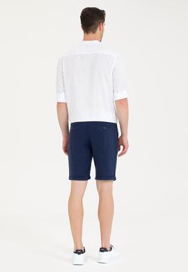 Erkek Lacivert Dokuma Şort - 50269240003