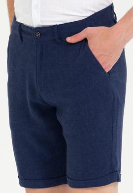 Erkek Lacivert Dokuma Şort - 50269240003