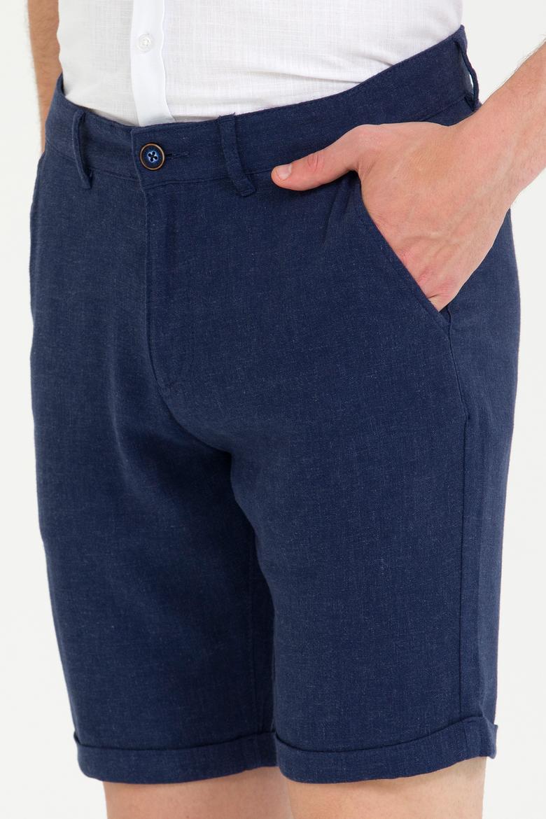 Erkek Lacivert Dokuma Şort - 50269240003