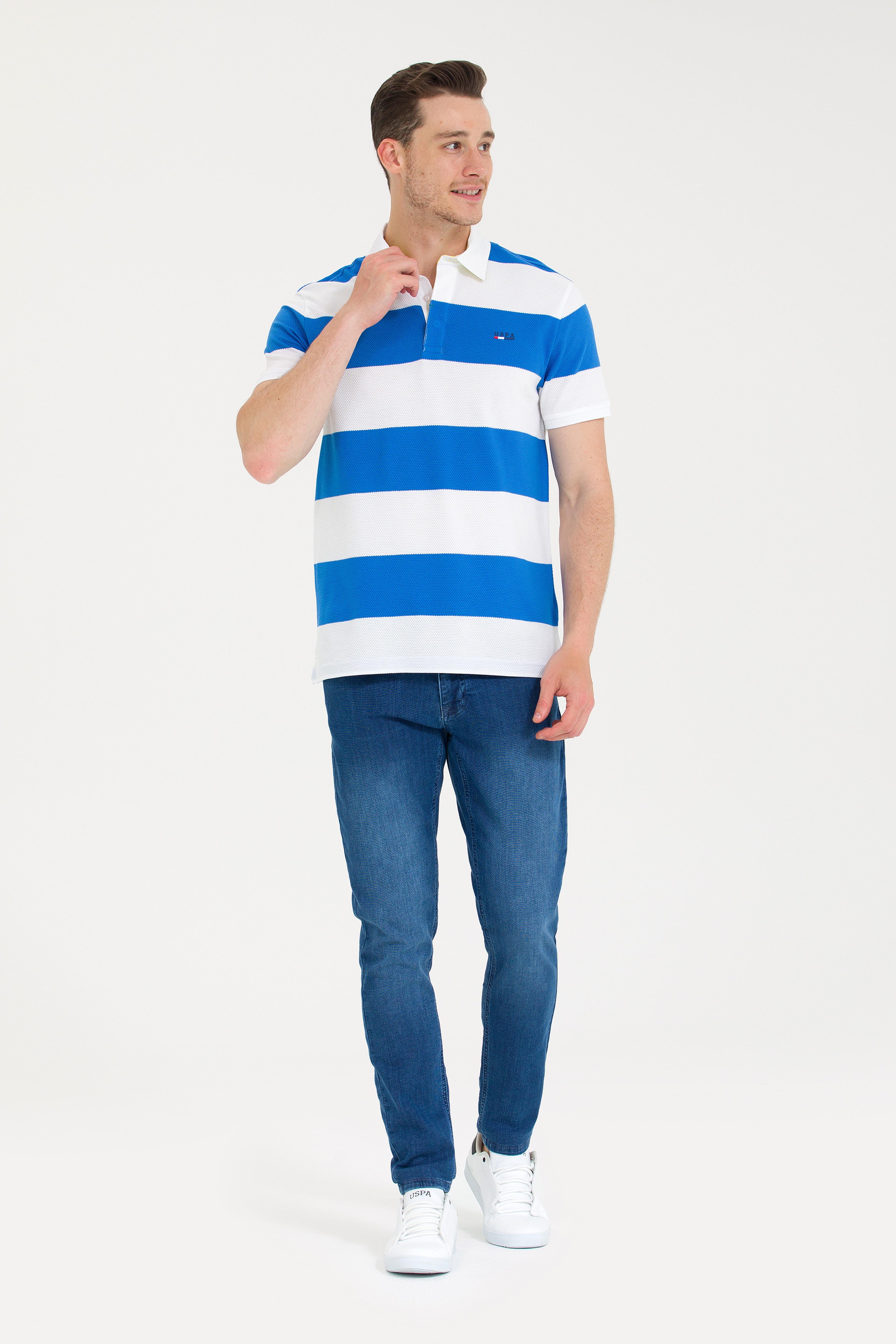 Erkek Saks Polo Yaka Tişört - Image 4