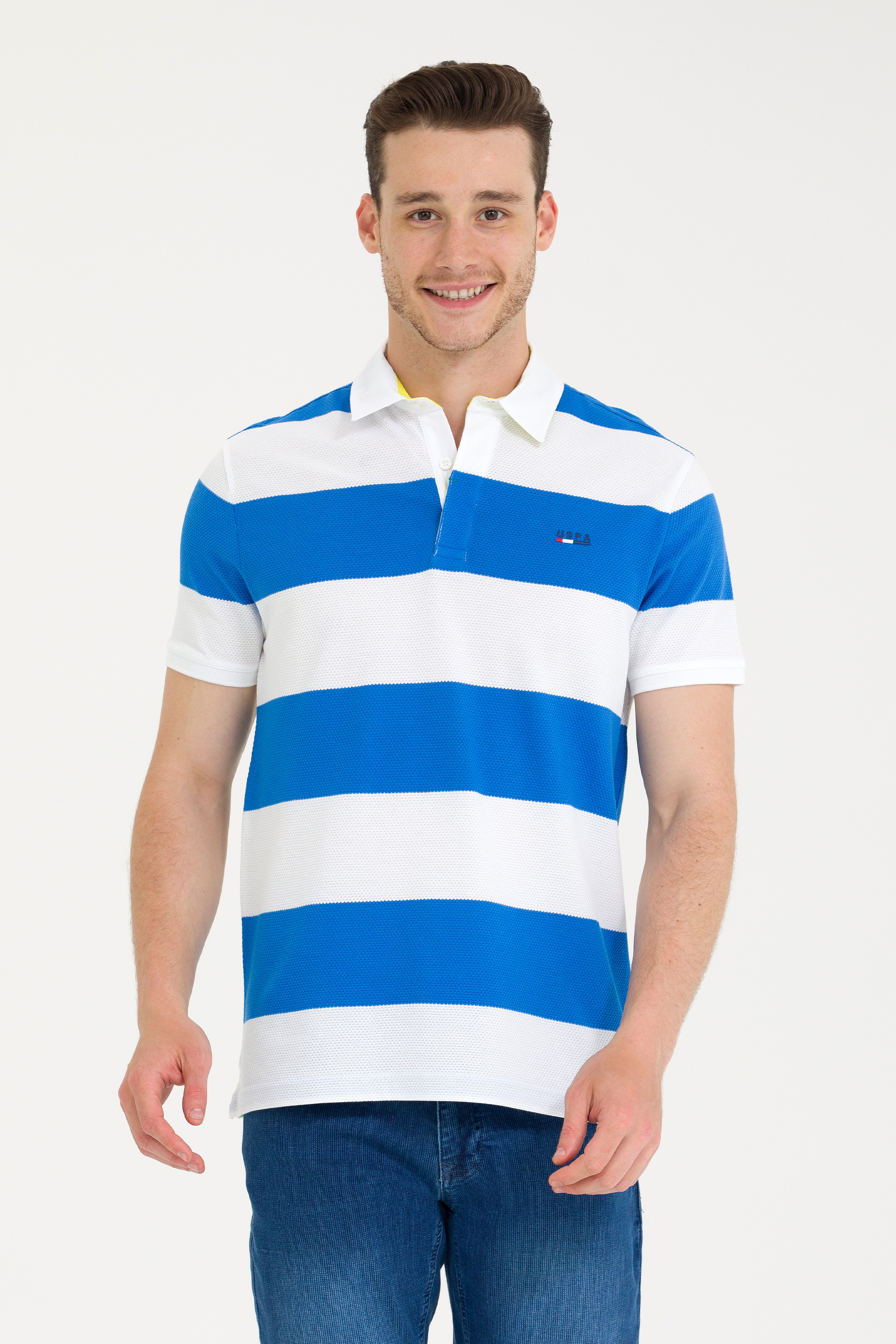 Erkek Saks Polo Yaka Tişört - Image 3