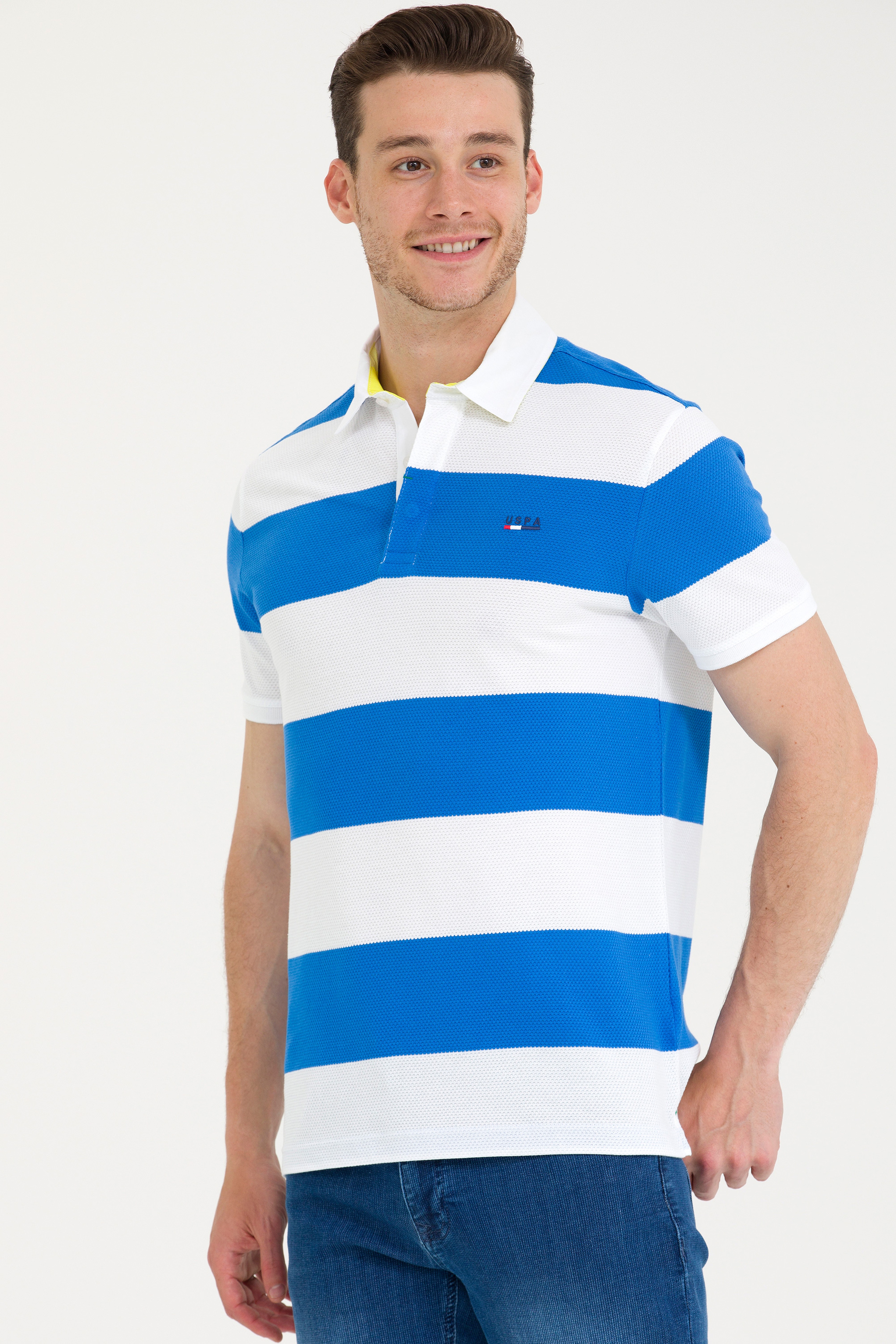 Erkek Saks Polo Yaka Tişört - Image 1