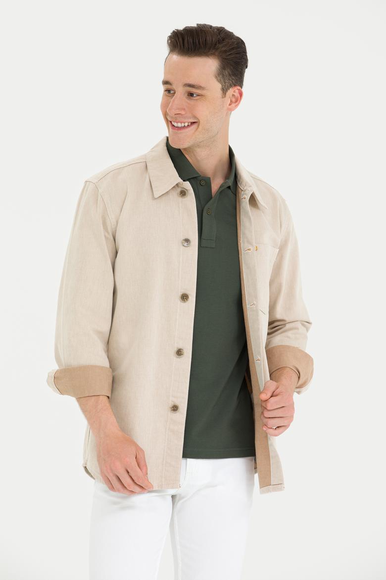 Erkek Krem Jean Gömlek - 50265333006