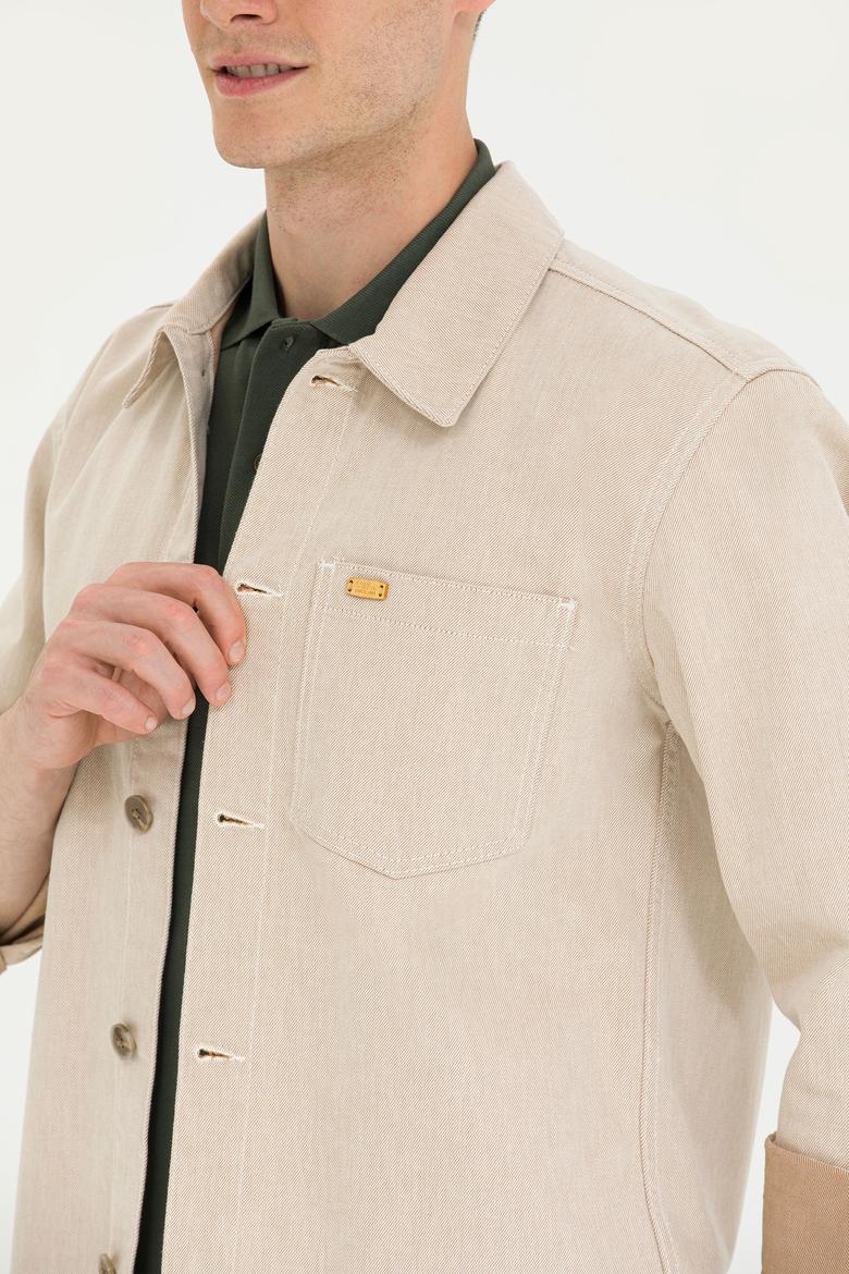 Erkek Krem Jean Gömlek - 50265333006