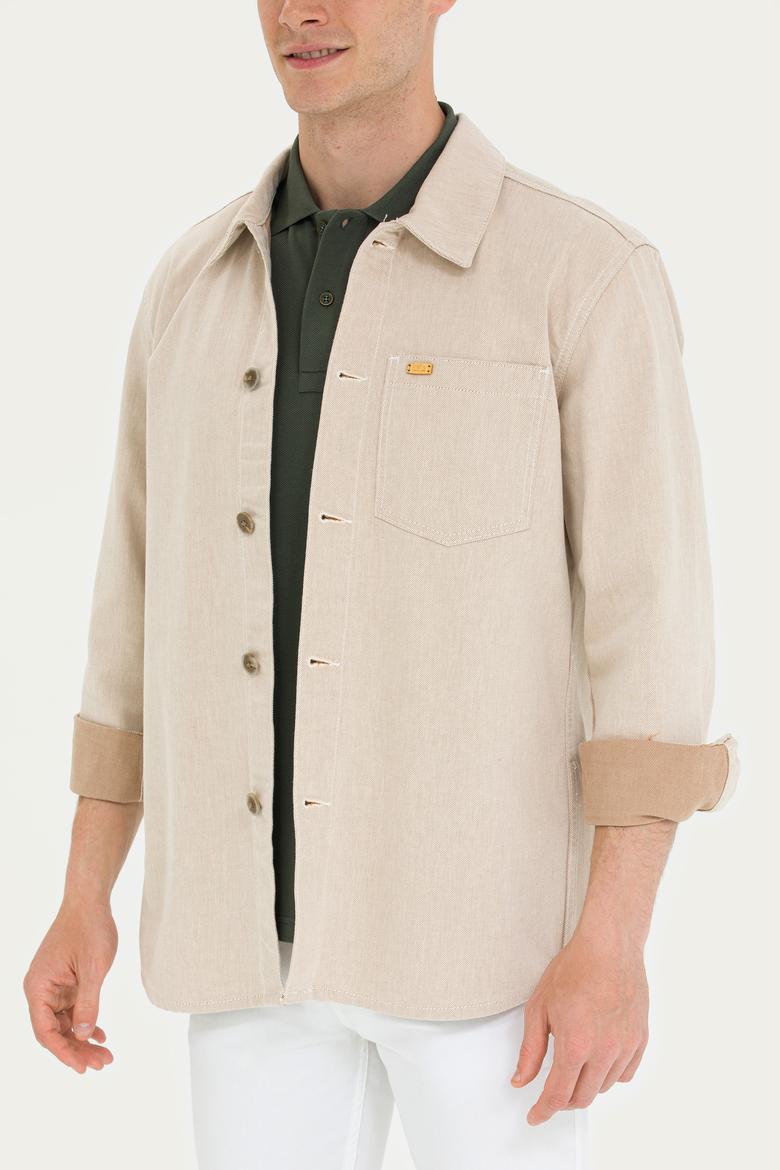 Erkek Krem Jean Gömlek - 50265333006