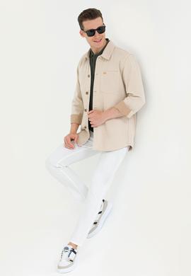 Erkek Krem Jean Gömlek - 50265333006