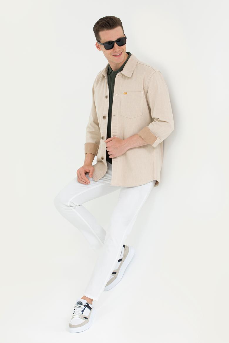 Erkek Krem Jean Gömlek - 50265333006