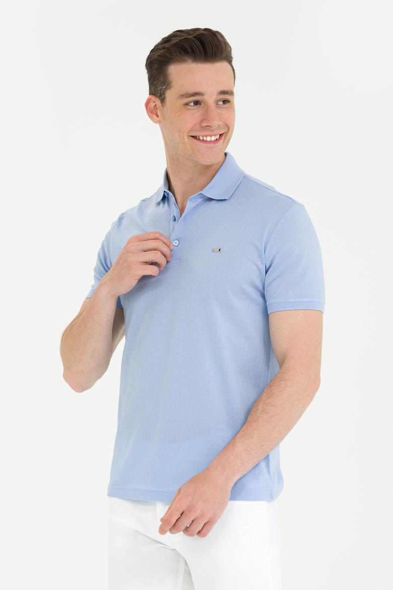 Erkek Mavi Polo Yaka Tişört - 50263353016