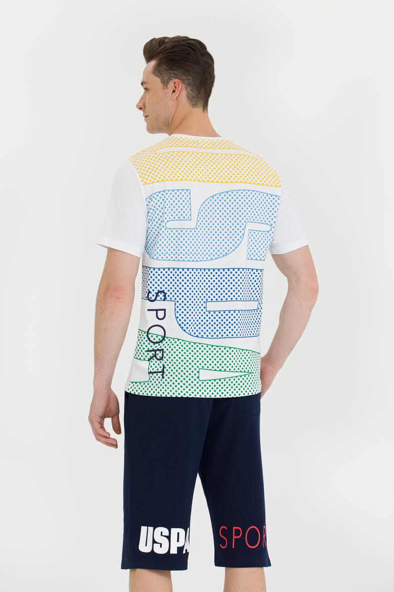 Erkek Beyaz Bisiklet Yaka Tişört - 50263316030