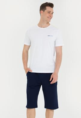 Erkek Beyaz Bisiklet Yaka Tişört - 50263316030