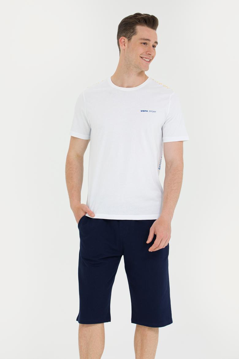 Erkek Beyaz Bisiklet Yaka Tişört - 50263316030