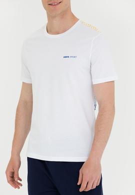 Erkek Beyaz Bisiklet Yaka Tişört - 50263316030