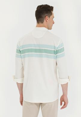 Erkek Mint Çizgili Beyaz Gömlek - 50264397020