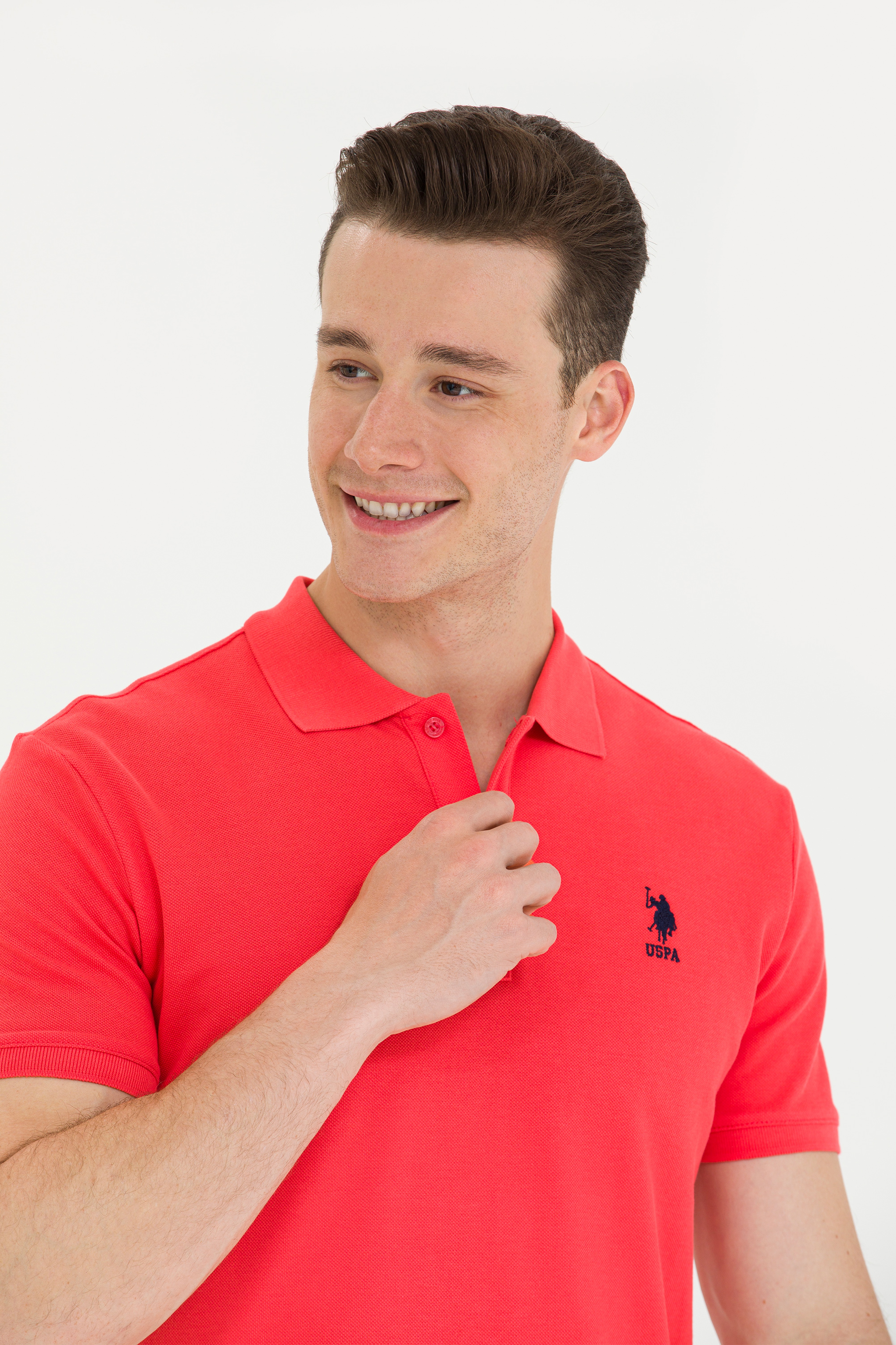 Erkek Kırmızı Basic Polo Yaka Tişört - Image 2