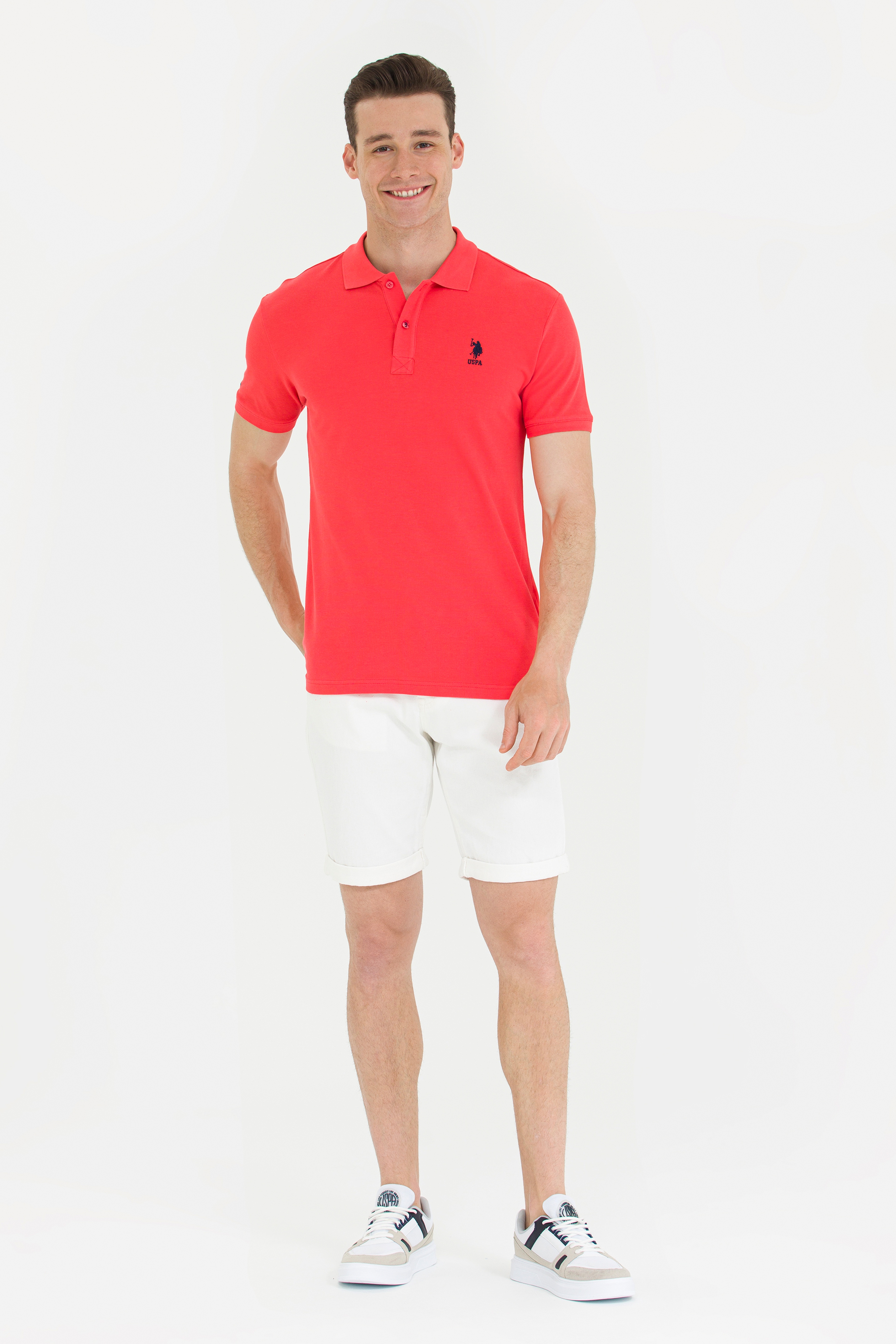 Erkek Kırmızı Basic Polo Yaka Tişört
