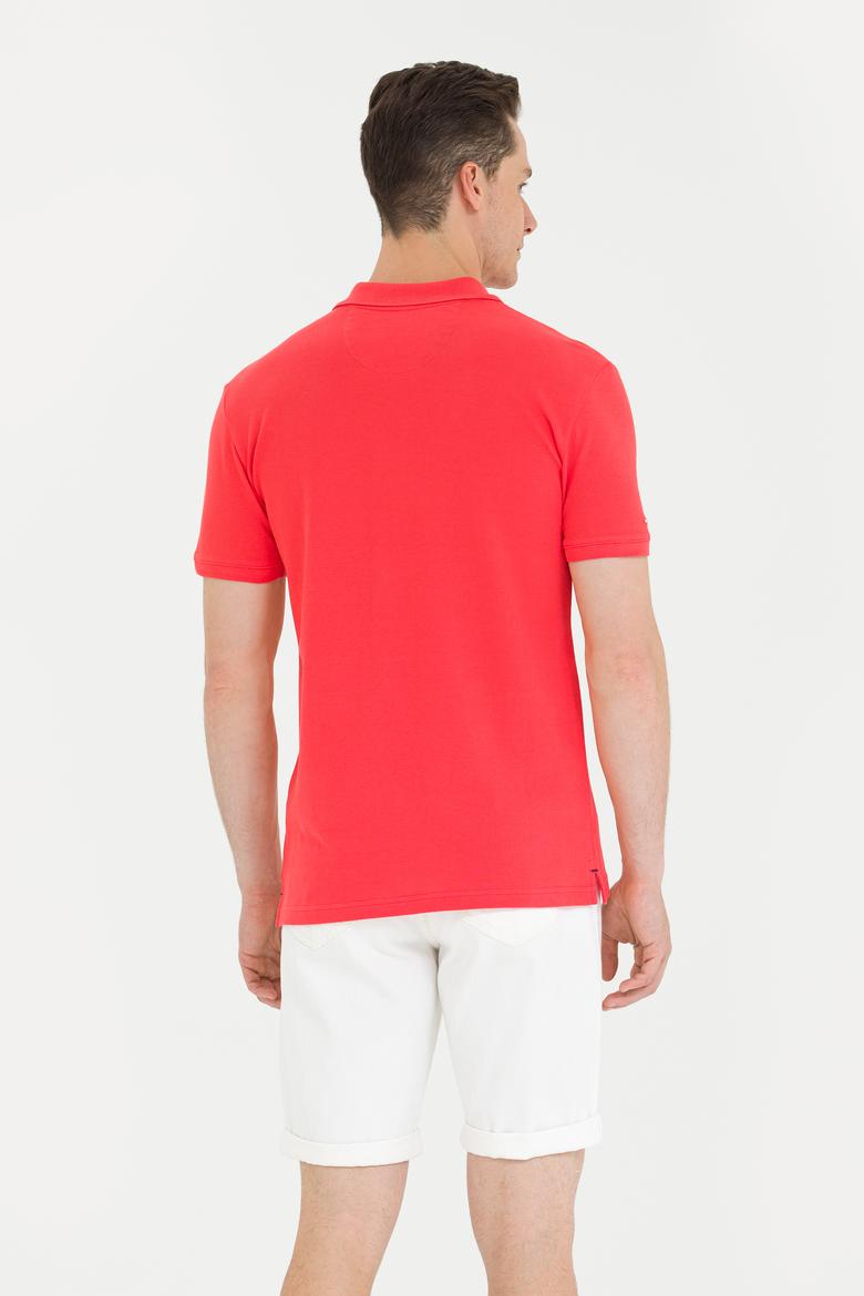 Erkek Kırmızı Basic Polo Yaka Tişört - 50263238344