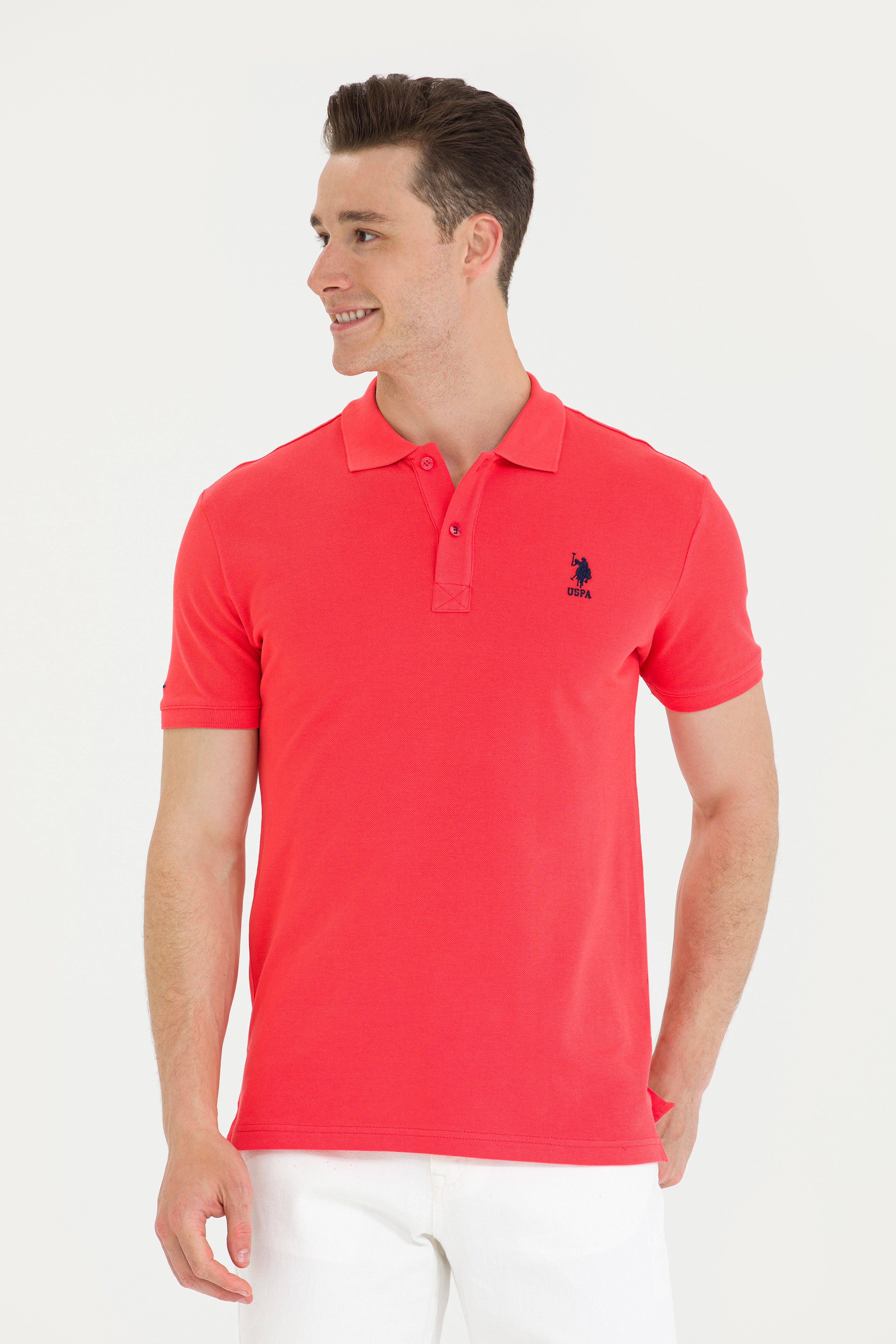Erkek Kırmızı Basic Polo Yaka Tişört - Image 1
