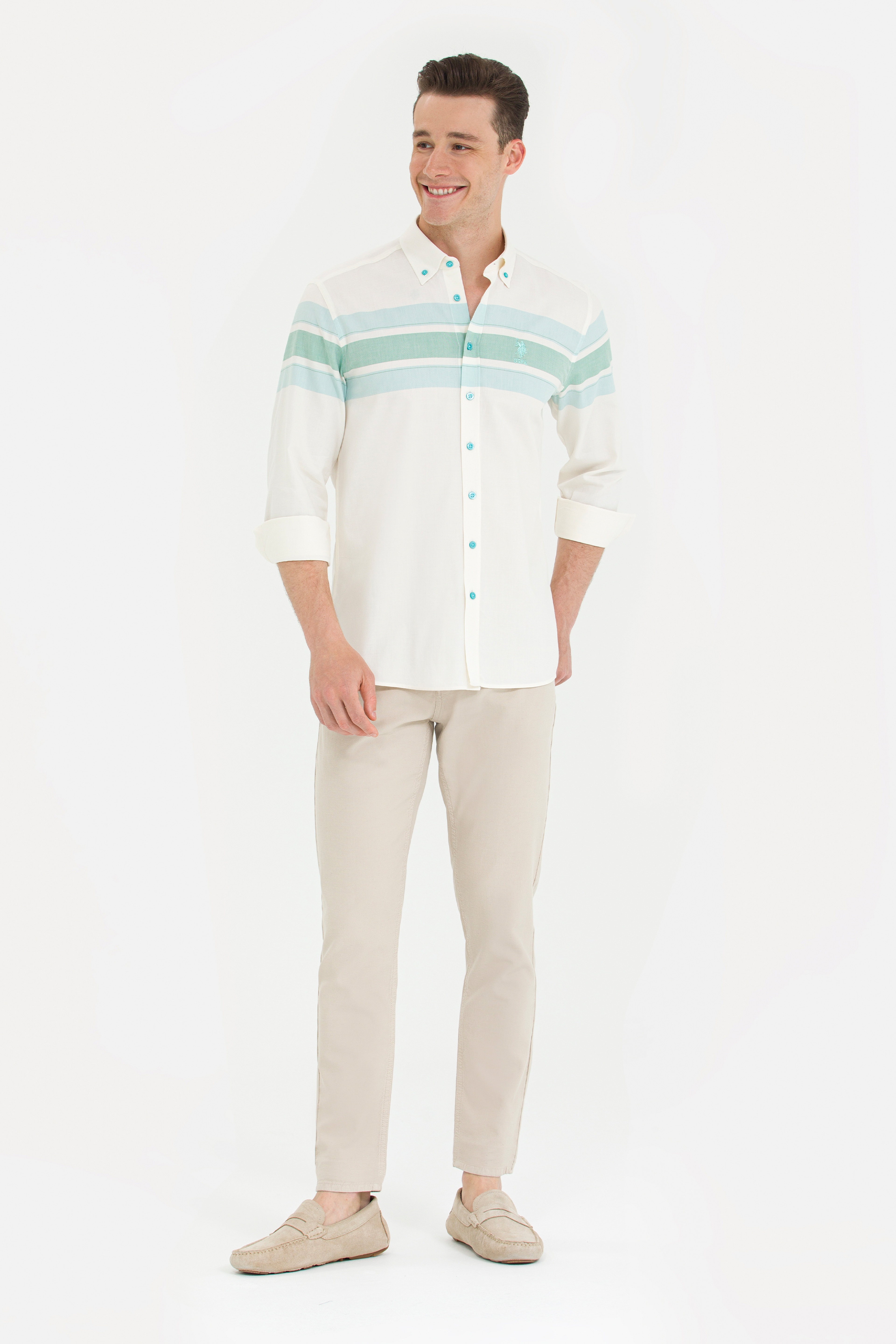 Erkek Slim Fit Taş Kanvas Pantolon - Image 1