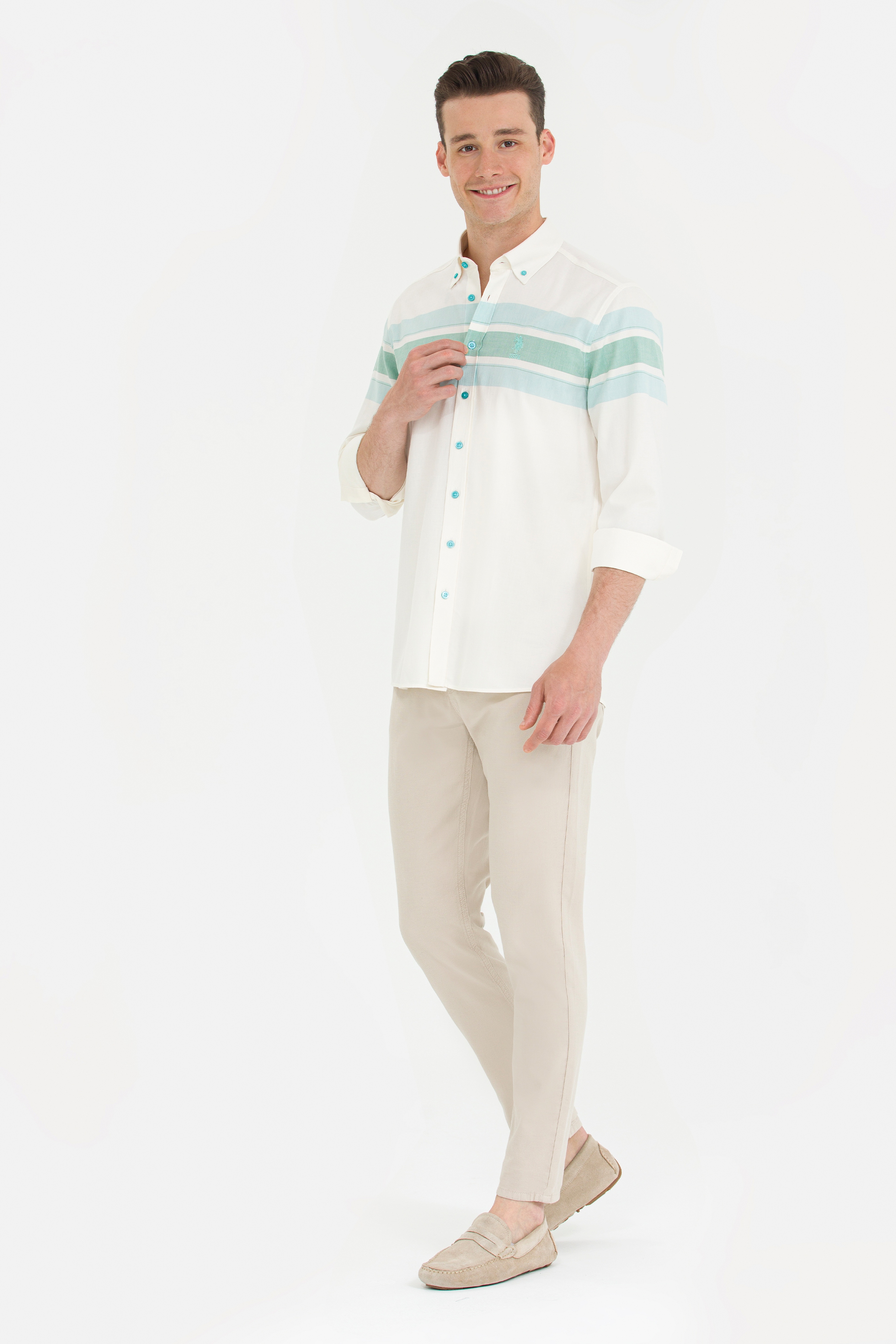 Erkek Slim Fit Taş Kanvas Pantolon