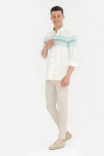 Erkek Slim Fit Taş Kanvas Pantolon