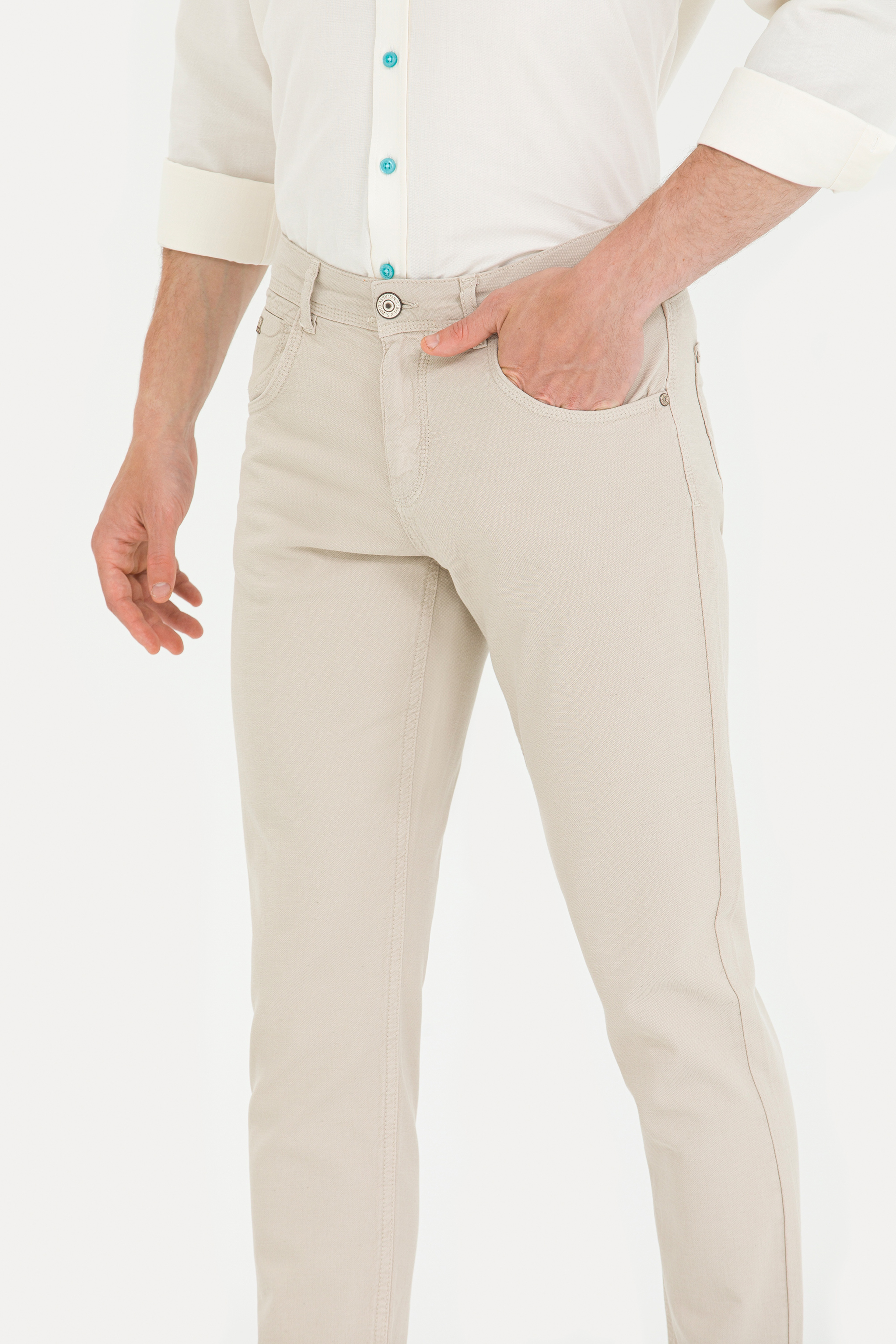Erkek Slim Fit Taş Kanvas Pantolon - Image 5