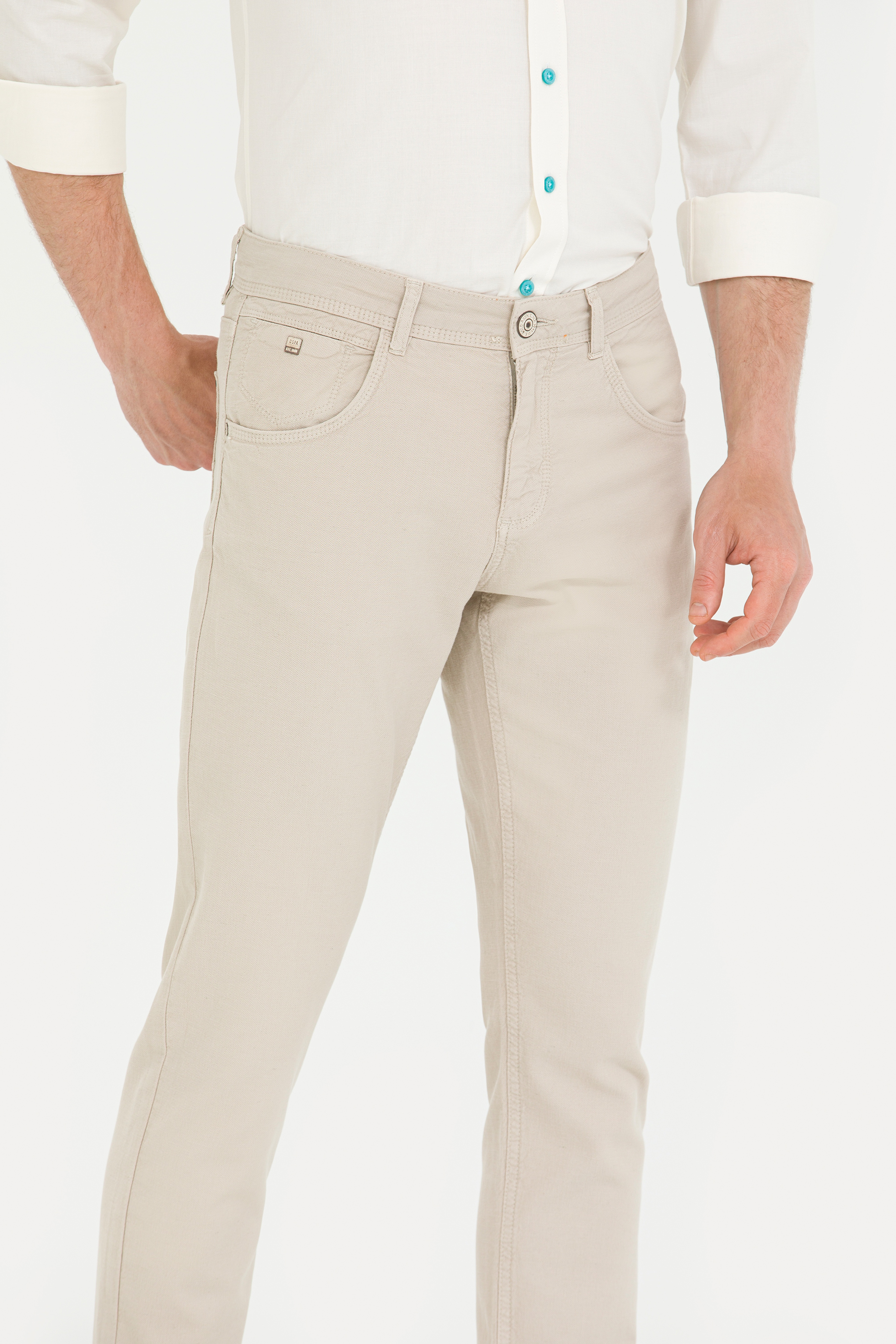 Erkek Slim Fit Taş Kanvas Pantolon - Image 6