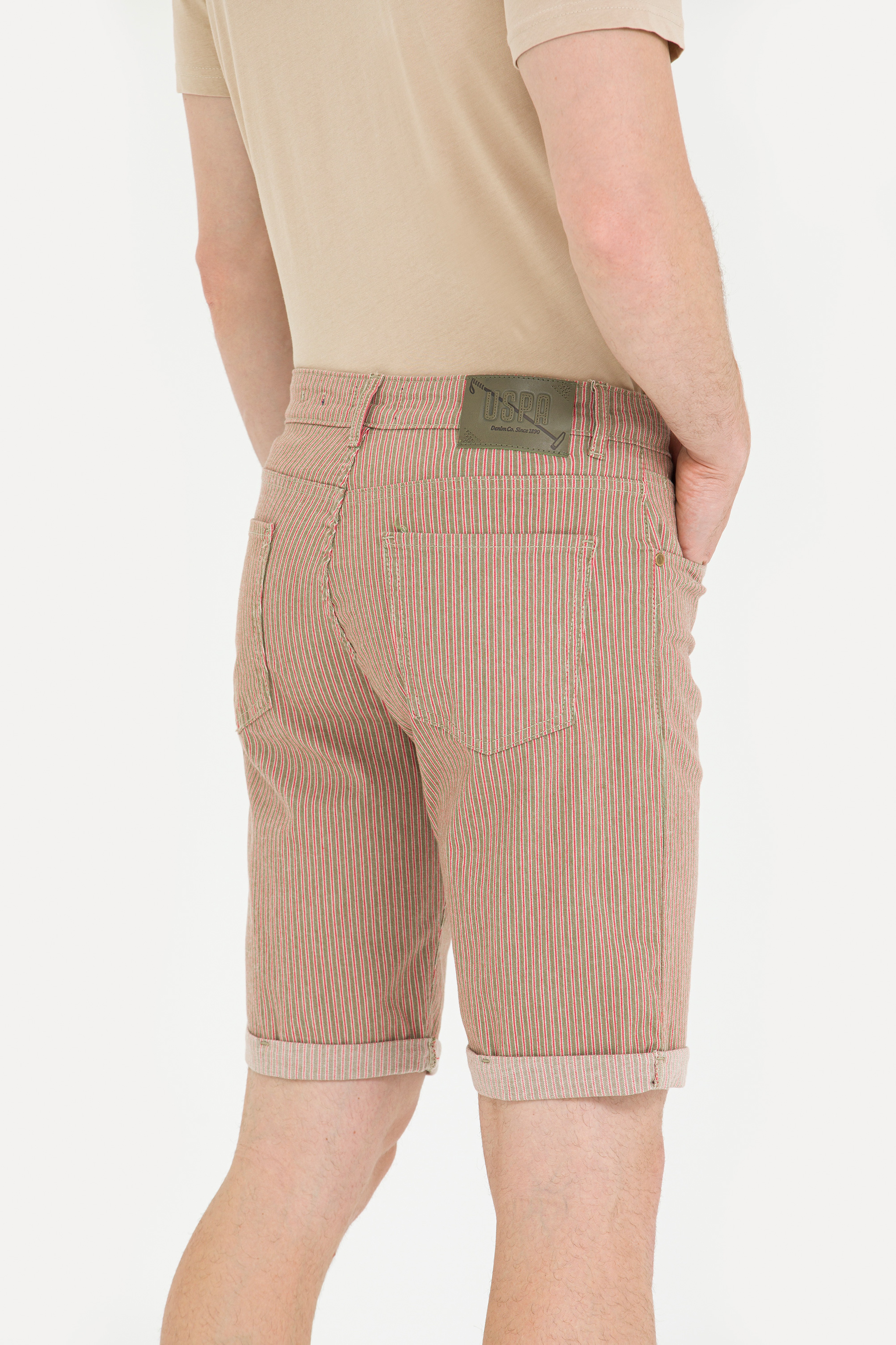 Erkek Yeşil Jean Şort - Image 7