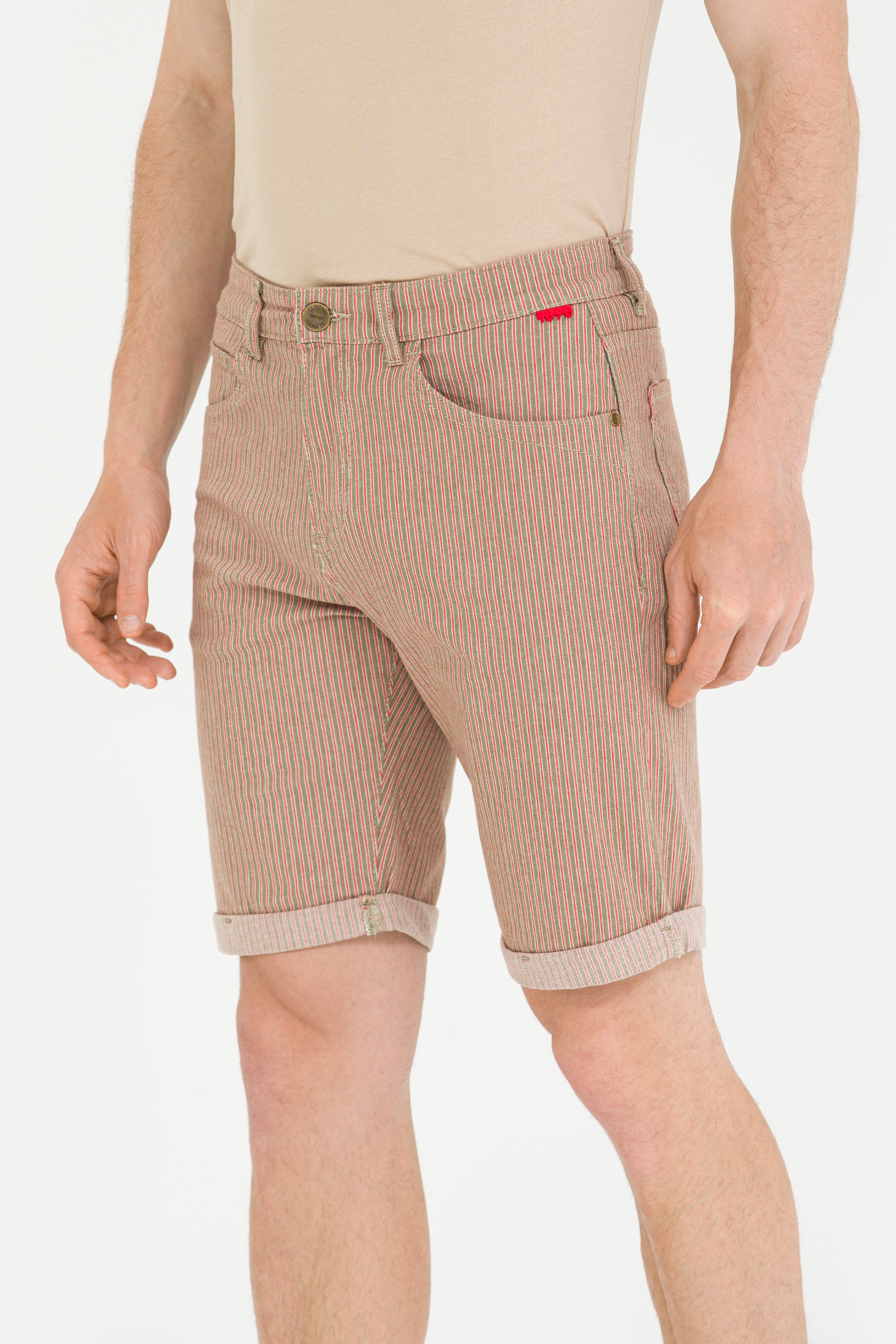 Erkek Yeşil Jean Şort - Image 6