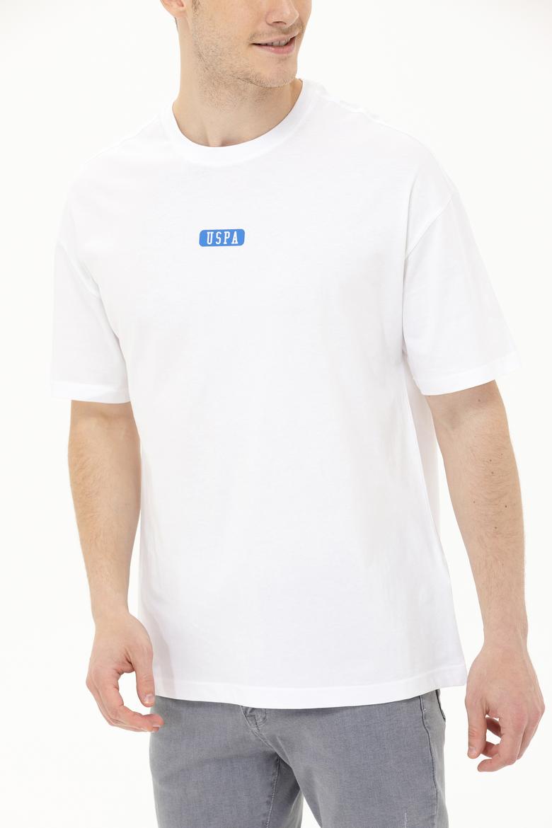 Erkek Beyaz Oversize Bisiklet Yaka Tişört - 50264932056