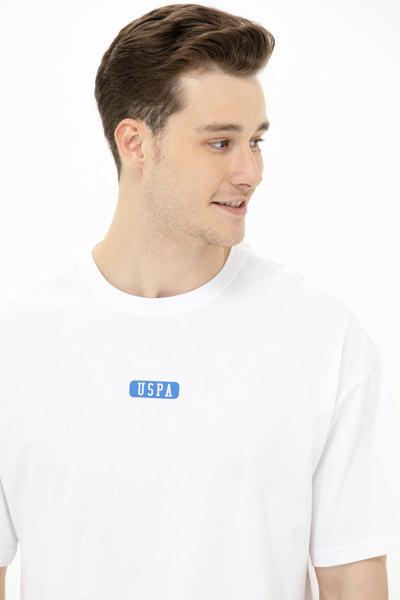 Erkek Beyaz Oversize Bisiklet Yaka Tişört - 50264932056