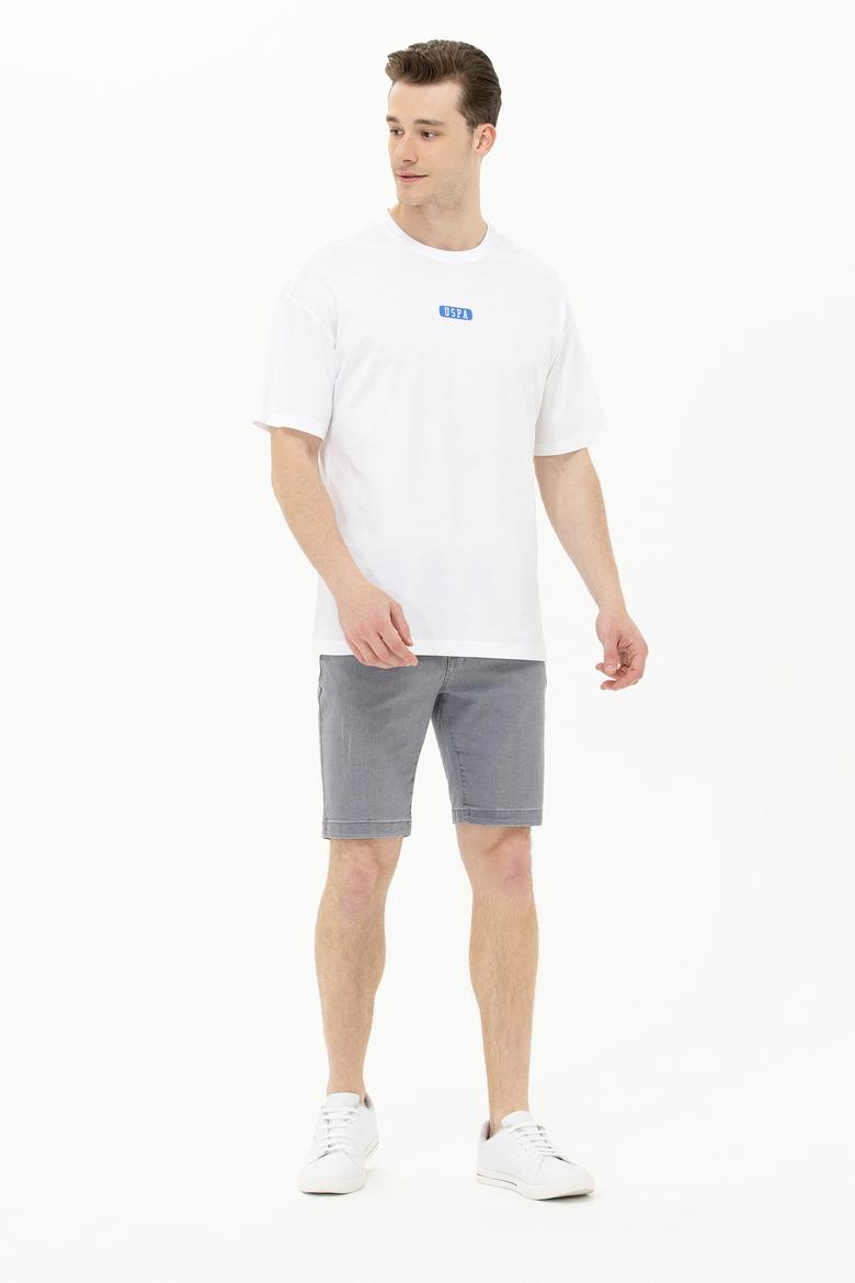 Erkek Beyaz Oversize Bisiklet Yaka Tişört - 50264932056