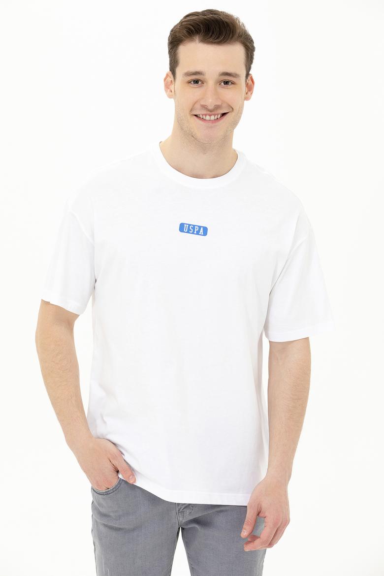 Erkek Beyaz Oversize Bisiklet Yaka Tişört - 50264932056