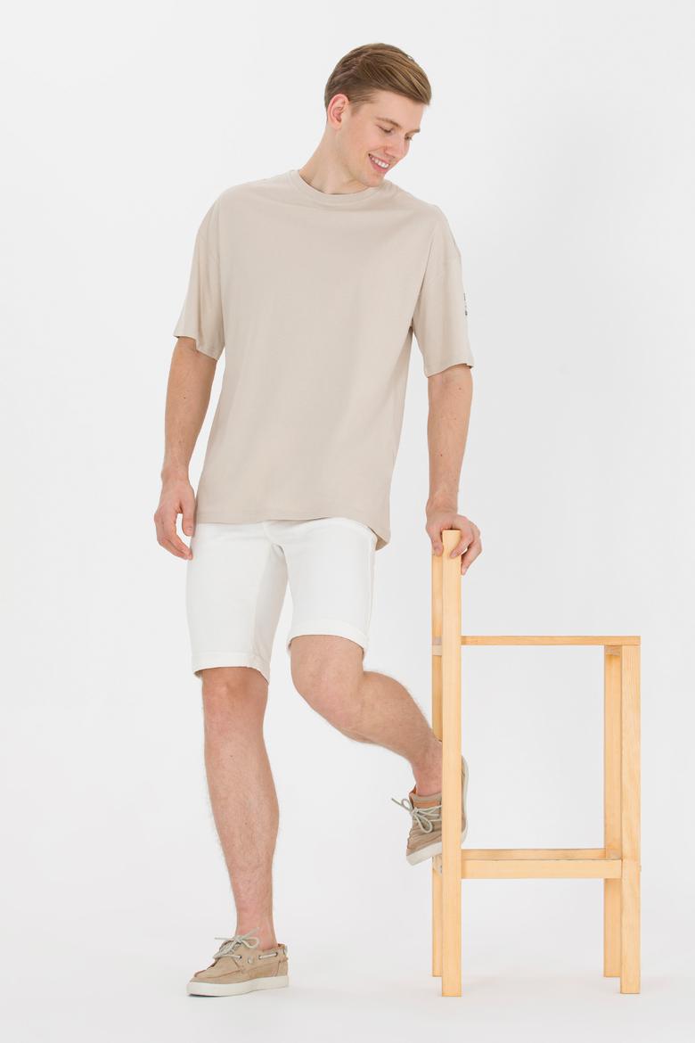 Erkek Taş Comfort Long Bisiklet Yaka Tişört - 50265229006