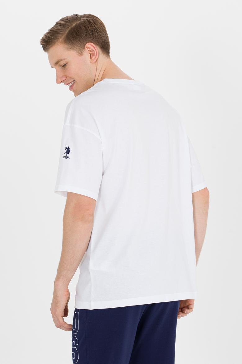 Erkek Beyaz Comfort Long Bisiklet Yaka Tişört - 50265229046