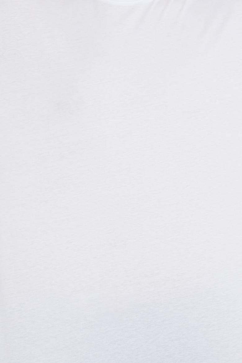 Erkek Beyaz Comfort Long Bisiklet Yaka Tişört - 50265229046