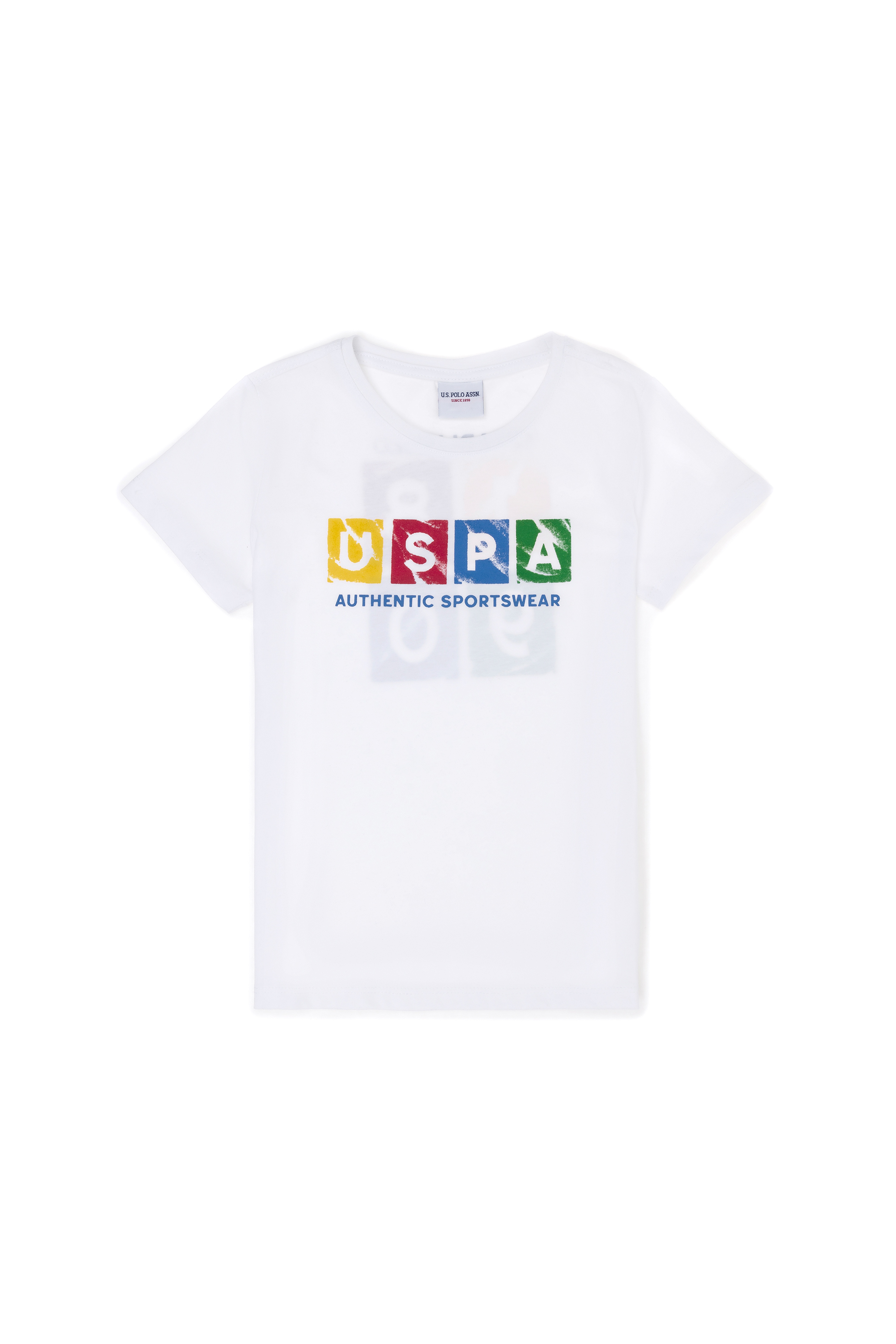 Çocuk Beyaz Bisiklet Yaka Tişört - Image 1