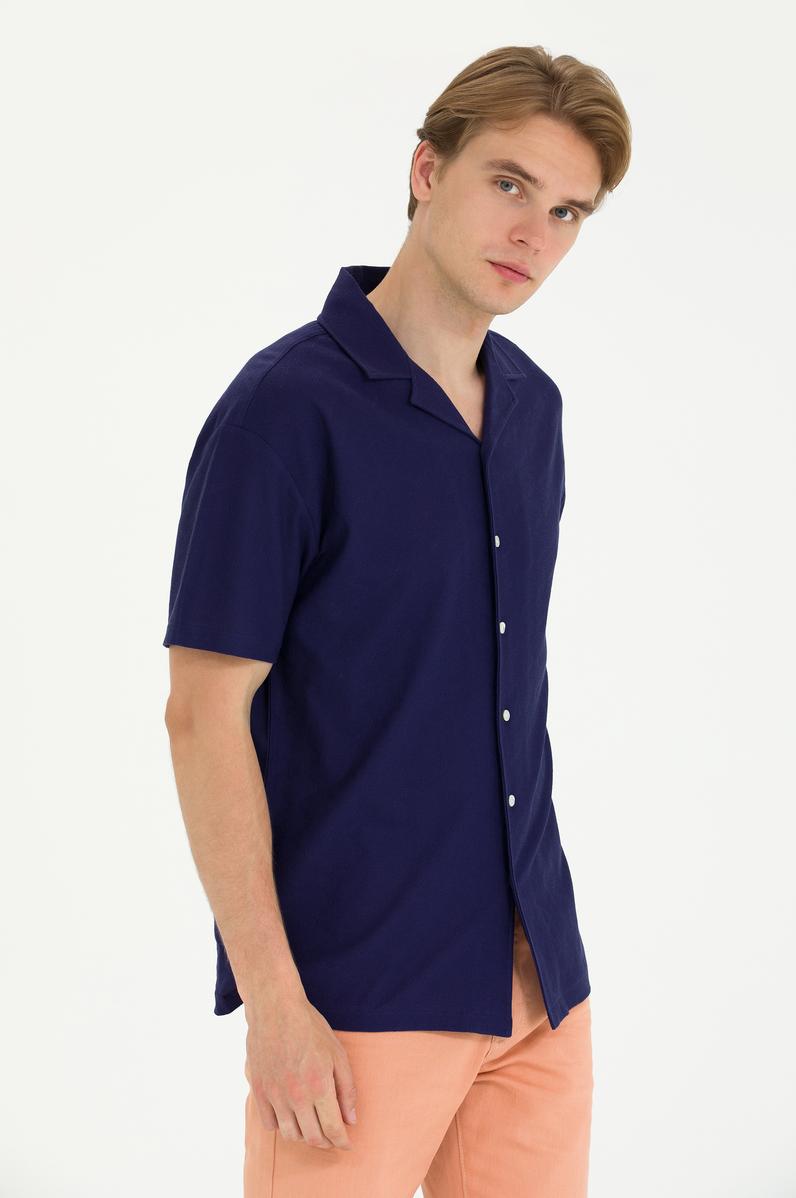 Erkek Lacivert Comfort Polo Yaka Tişört